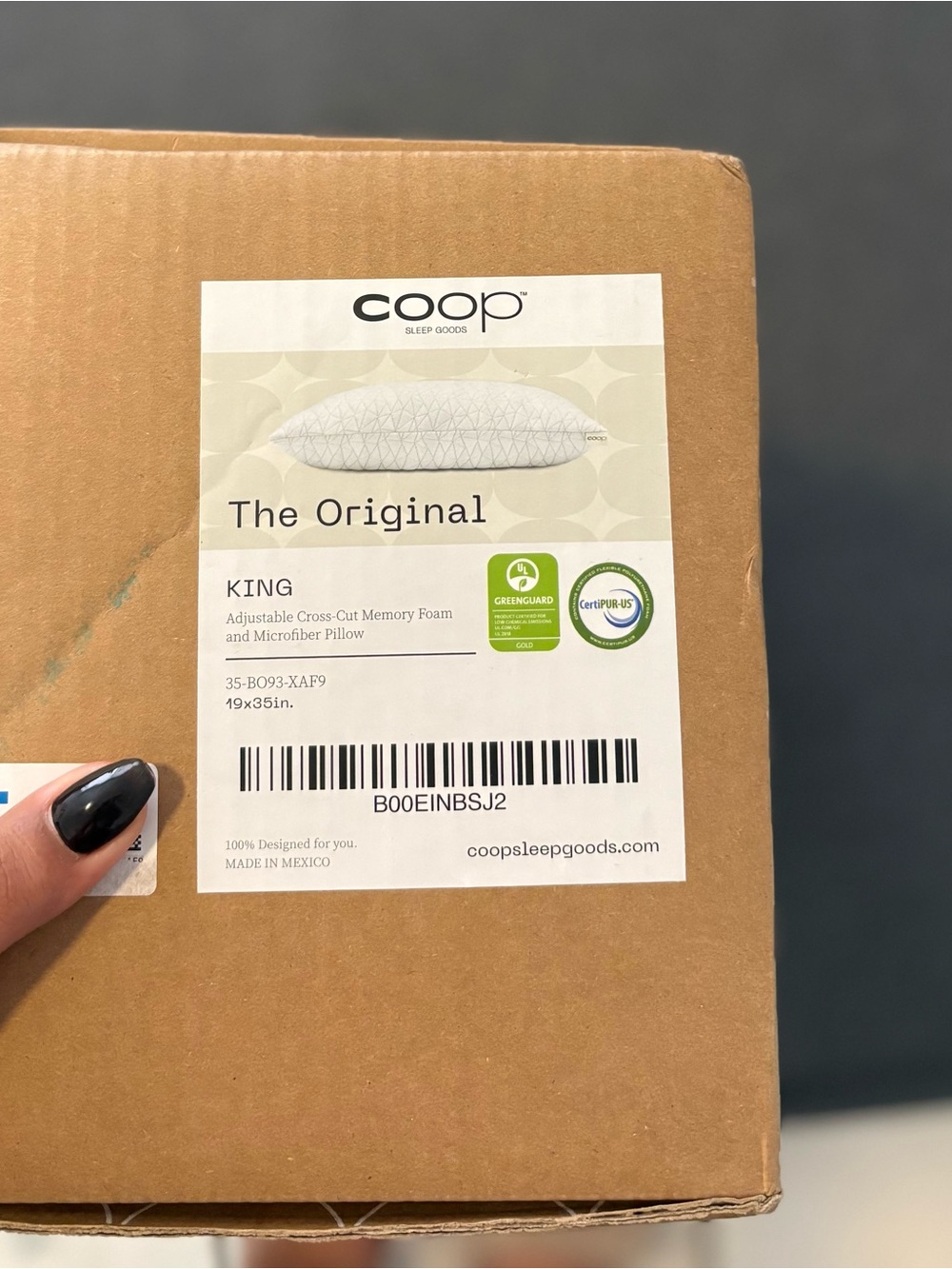 Coop Sleep Goods The Original King Memory Foam Pillow - White
